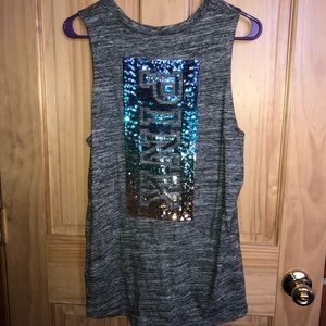 VS Pink Glitter Back Muscle Tank